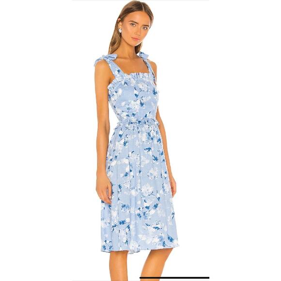 MISA LA “PRIMROSE” 100% BLUE COTTON DRESS ADJ SHOULDER TIES SZ XS MSRP $282 - Picture 12 of 12